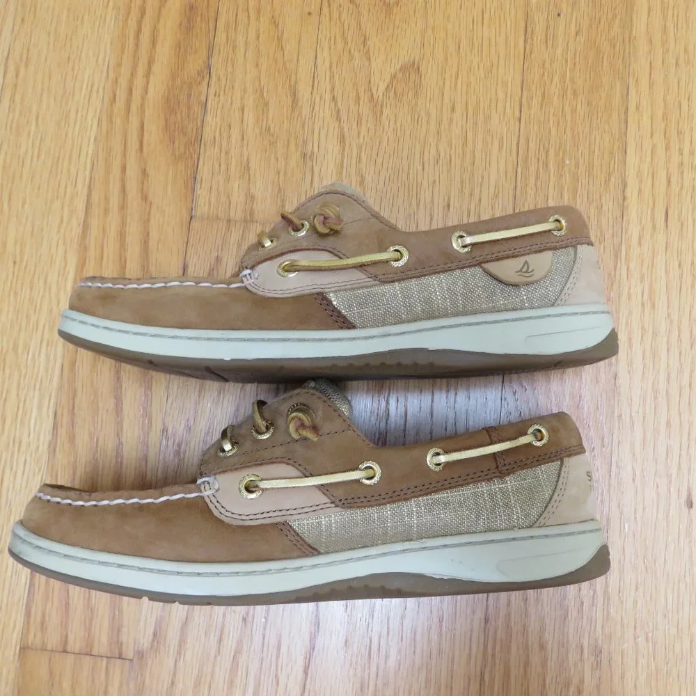 CLEARANCE- Sperry Top-Sider Tan and gold boat shoes size 7.5